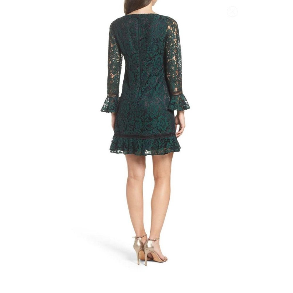 Eliza J Bell Sleeve Lace Shift Dress Green 14 - Picture 4 of 10
